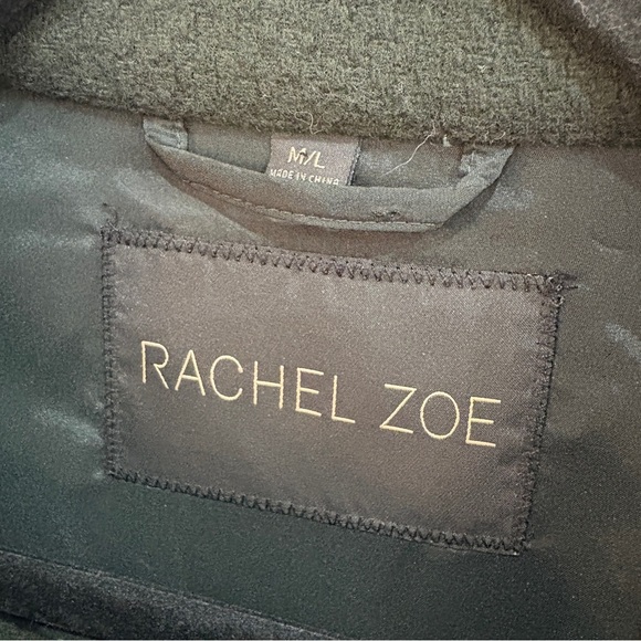 Rare Rachel Zoe 100% Wool Cape Coat M/L Dark Green - Picture 3 of 6